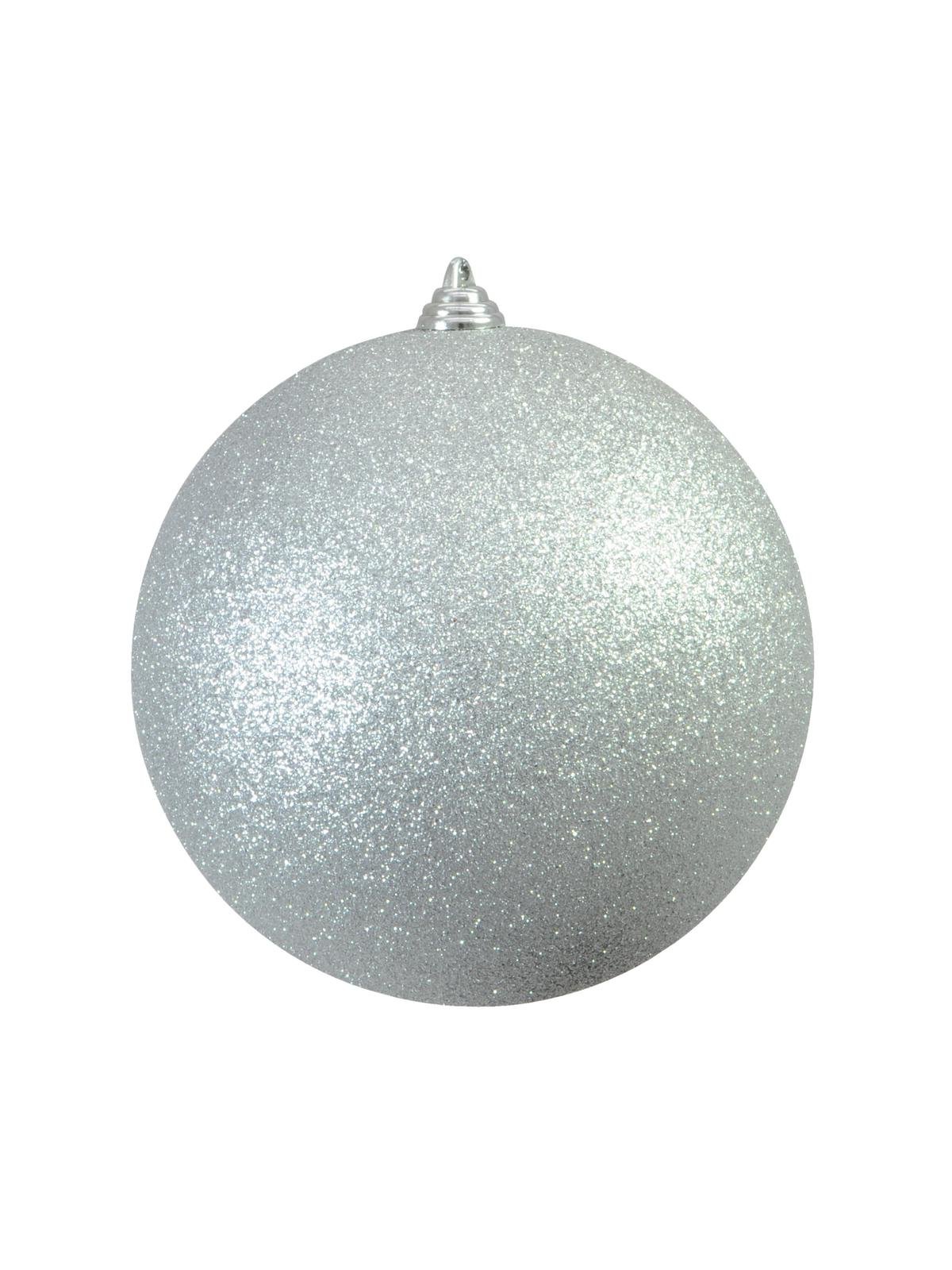 Vánoční ozdoba 20cm, stříbrná koule s glitry