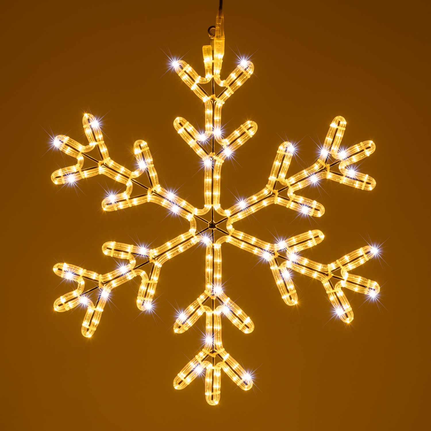Flash LED motiv vločka 70cm, PROFI 2-pin 230V venkovní, teplá bílá + bílá flash