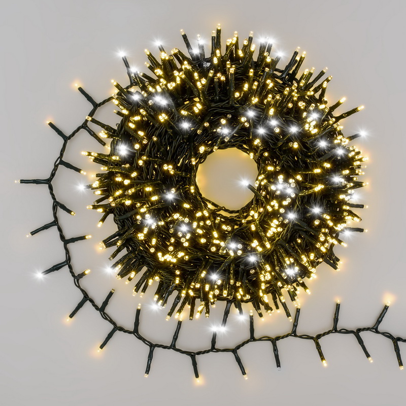 Flash LED řetěz 20m 1000 LED, venkovní, teplá bílá + flash studená bílá