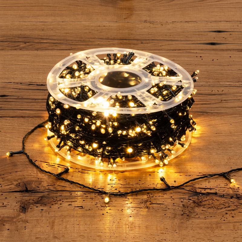 LED řetěz 100m 1000 LED, venkovní, 8 programů, teplá bílá