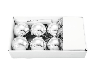 LED vánoční ozdoby 6cm, stříbrné (6 kusů balení)