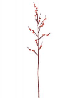 Vánoční větvička s korálky - červená, 85cm / 3ks