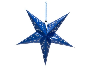 Vánoční lampion hvězda, modrá 75m