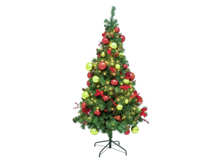 Umělý vánoční stromek s LED osvětlením dekorovaný, 180cm